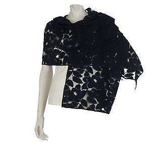Dennis Basso Navy Floral Lace Shawl A215578
