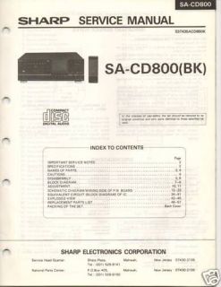 Original Service Manual Sharp SA CD800(BK) CD Player