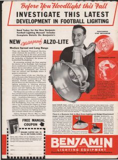   1940s BENJAMIN ELECTRIC FLOODLIGHTS Print Ads   Des Plaines, IL