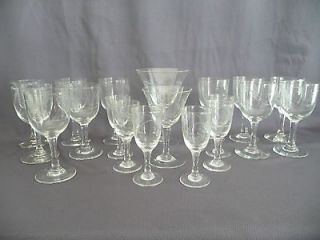   Elegant Etched Thistle Crystal Glasses Stems Cordial Sherry Wine