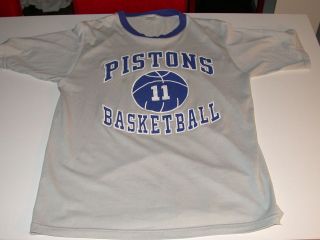 Vintage OG Detroit Pistons Jersey Ringer T Shirt Large Sand Knit NBA 