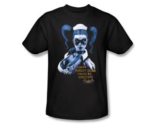 Licensed Batman Arkham Asylum Harley Quinn Inmate Mugshot T Shirt 