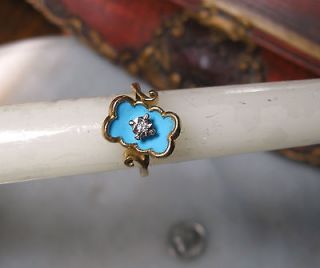ANTIQUE 1904 RARE 18K GOLD DIAMOND ENAMELLED HEAVY RING fits both SIZE 