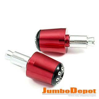 RED DIAMOND PATTERN REAR HANDLE BAR END PLUGS FOR MOTORCYCLE 