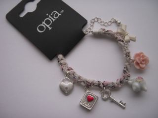 Pretty Charm Bracelet Ribbon and Chain Opia Primark Jewellery