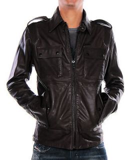 Diesel Leather Jacket Lisardo Designer Dark Brown Men New