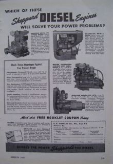 1948 AD   SHEPPARD DIESEL AIR COOLED & MARINE ENGINES + GENERATOR 