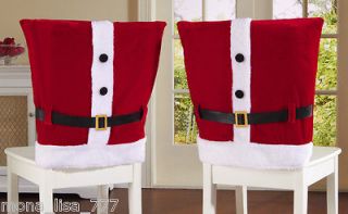   SET OF 8 RED SANTA SUIT HOLIDAY DINING CHAIR COVERS CHRISTMAS KITCHEN