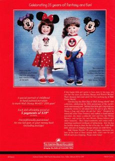   DRAKE First Day at Walt Disney World 2 Dolls PRINT ADVERTISEMENT