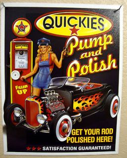 QUICKIES PUMP & POLISH 1950s Antique Vintage Look Hot Rod Gas Pump 