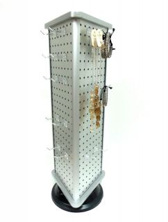 DELUXE 3 SIDE SILVER PEG BOARD COUNTER RACK DISPLAY 18 HOOK INCLUDED 