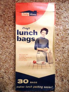 Vintage Tidy Home Kraft Lunch Bags, Full Box, Great Retro Decor