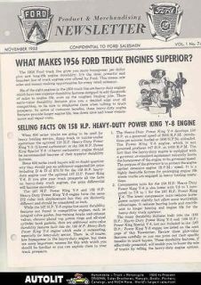 1956 Ford 600 700 750 800 900 Truck Engine Brochure GMC Dodge 