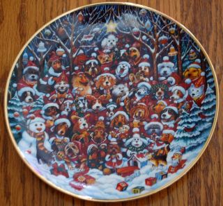   Heirloom Bill Bell SANTA PAWS Dogs Porcelain Decorators Plate A++