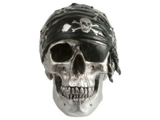 Silly Brand Pirate Skull Polyresin Black and Silver Money Bank