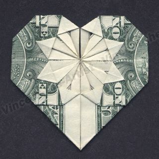 Dollar Bill Origami HEARTS   Many Designs   Great Gift Idea Made of 