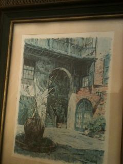 Print by Don Davey Signed, Framed and Covered of New Orleans Courtyard 