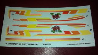 Plum Crazy 57 Chevy Funny Car 2790 0300 125 monogram 1989 decal never 