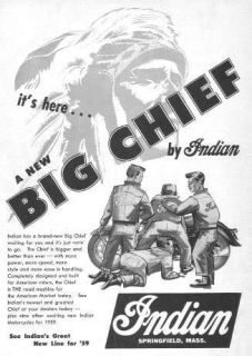 1959 Indian Chief Motorcycle Its Here Original Ad