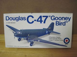 Vintage Entex Douglas C 47 Gooney Bird 1100 Scale Model Airplane Kit
