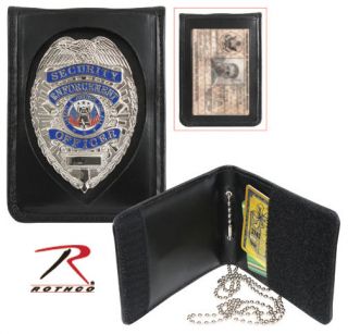 Police Detective Loss Prevention Security Neck Leather Badge Shield ID 