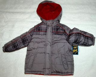 Toddler BOYS GREY Red iXtreme Winter JACKET COAT Hooded 2T 3T