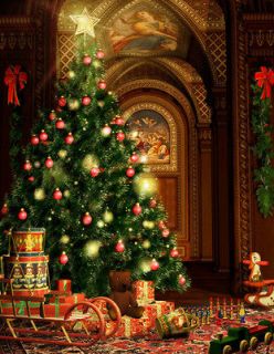 Christmas Computer Printed Photo Scenic Background Backdrop 10X20 FT 