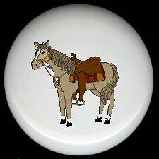 LIGHT BROWN HORSE and WESTERN SADDLE ~ Ceramic Cabinet Drawer Knobs 