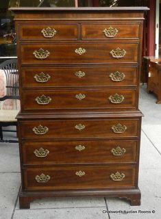 Drexel Heritage Banded Mahogany 18th Century Classics Chest On Chest 
