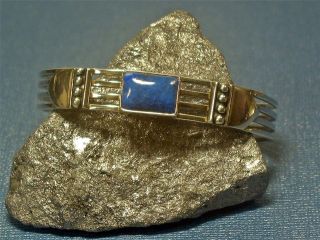 Navajo Kathy Yazzie Sterling Silver Lapis Cuff Bracelet Native 