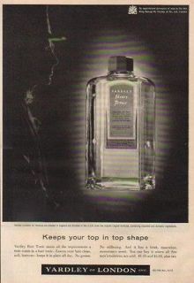 1956 Yardley Mens Hair Tonic Vintage Bottle Photo Ad