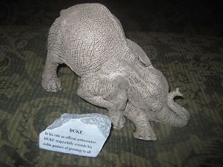 Marty Sculptures The Herd Duke with story stone & Tusks NICE
