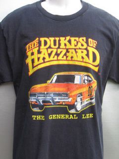 vtg THE DUKES OF HAZZARD 01 General Lee black T Shirt size large
