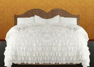 1000TC AMERICAN RUFFLE DUVET COVER COLLECTION WHITE & IVORY 100% 