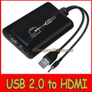   USB to HDMI DVI 1080P Converter High Definition Projector+Audio Cable
