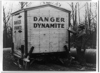   pipeline under construction,sled of dynamite,Chestnut Ridge,PA,1942