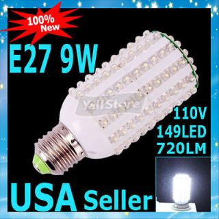 E27 9W 110V 720LM Pure White 149 LED Corn Light Bulb Lamp Energy 