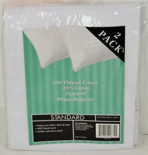 Pillow Protector Zippered 100% Cotton 400 Thread White Tone on Tone 