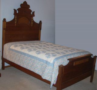 Antique Eastlake Walnut Bed ca 1870