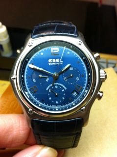 BRAND NEW MENS EBEL 1911 AUTOMATIC RARE MARINE BLUE CHRONO $5230 WITH 