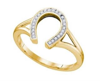 BRAND NEW 0.07CTW 10K YELLOW GOLD DIAMOND HORSE SHOE RING FOR SALE