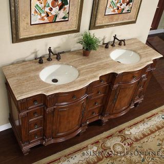 72 Edina   Bathroom Cabinet Double Vanity Ivory Ceramic Sink 