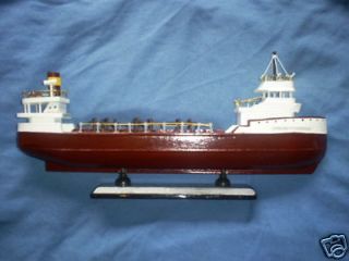 Edmund Fitzgerald wood assembled model ore boat 16 long reddish brown