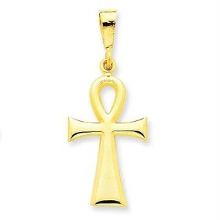   14K Yellow Gold Polish Egyptian Ankh Cross Religious Charm Pendant