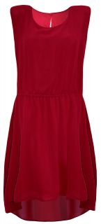 Ladies Plus Size Berry Chiffon Dipped Hem Dress #745