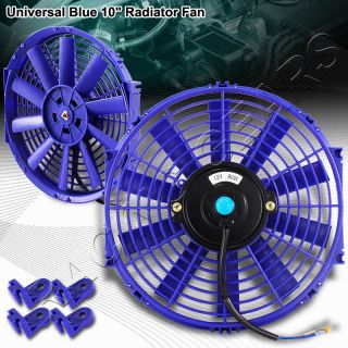   10 Blue Push/Pull Thin 12V Electric Radiator Cool Fan+Mounting Clip