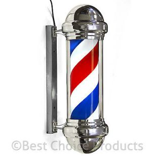 30 Barber Pole Light Red White Blue Stripes Rotating Metal Hair Salon 