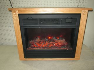 Amish Made Heat Surge Electric Fireplace Light Oak Mantle