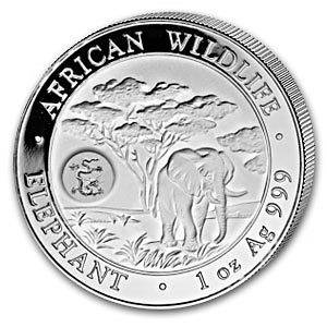   Wildlife Series Somali elephant with Dragon privy 1 OZ silver coin