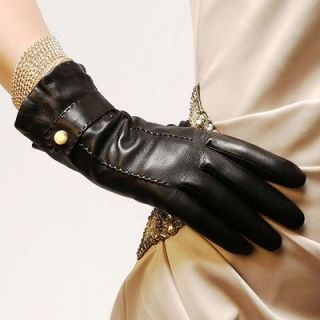 Black & M ELMA womens genuine Nappa leather Cashmere Lining Gloves w 